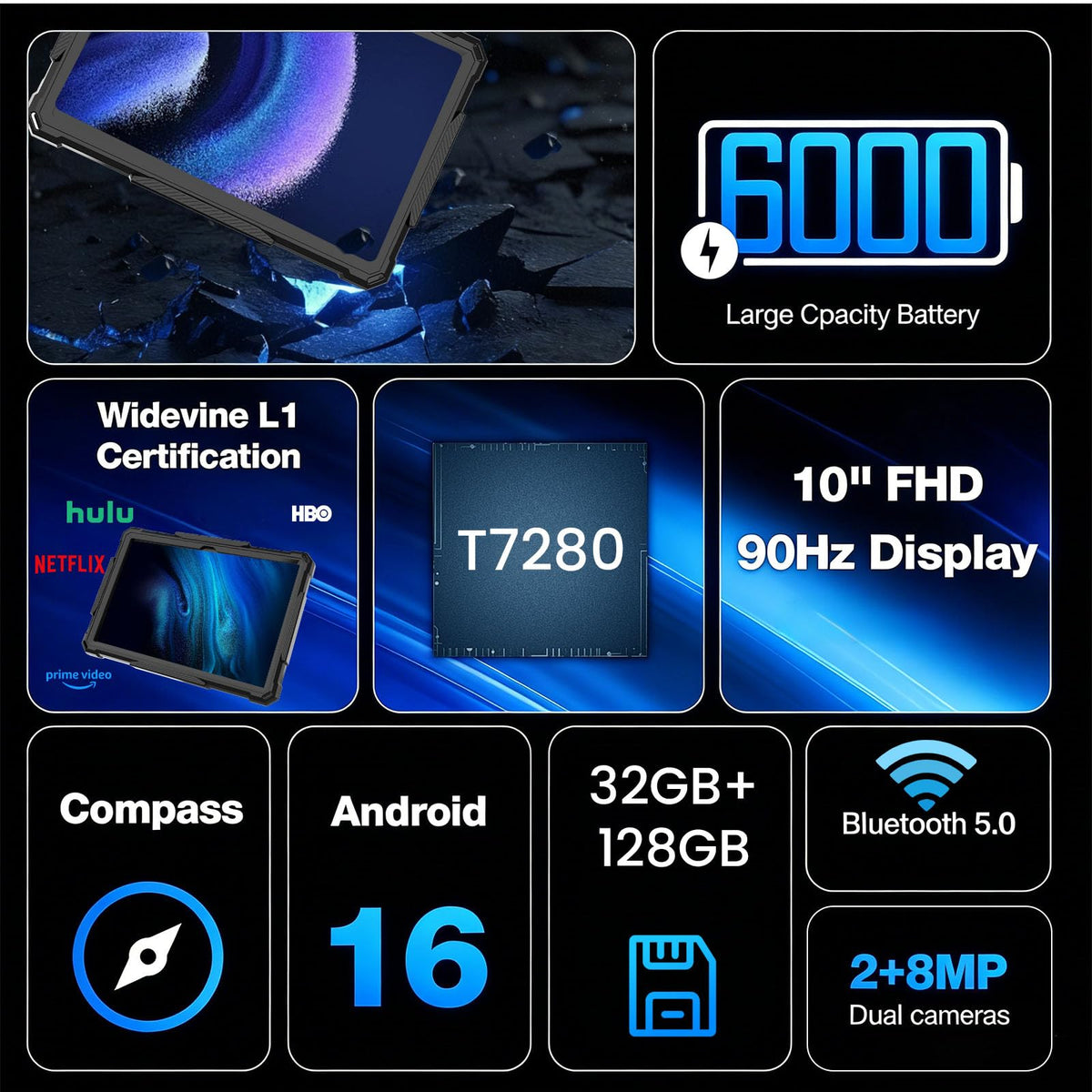 10 Inch Android 16 Tablet 32GB RAM 128GB ROM Y819727