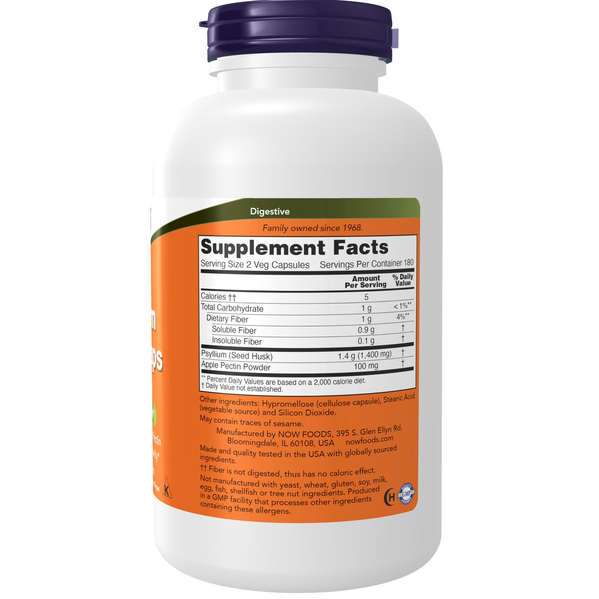 Psyllium Husk Caps 700 mg with Apple Pectin T836