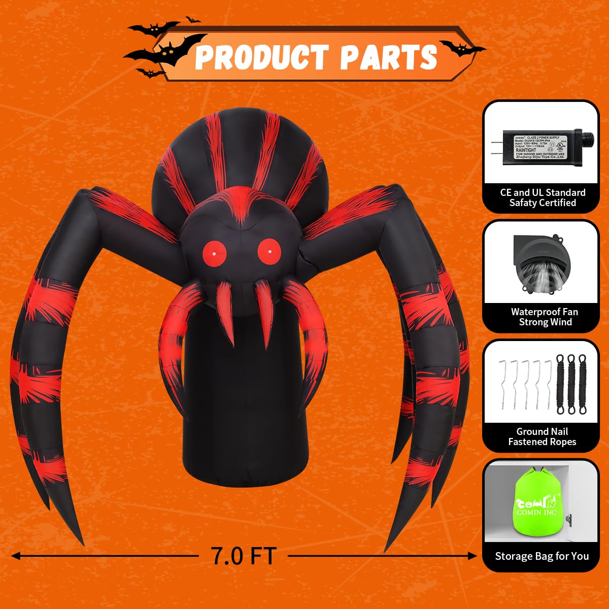 7FT Halloween Inflatables Yard Decor with LEDs O65494