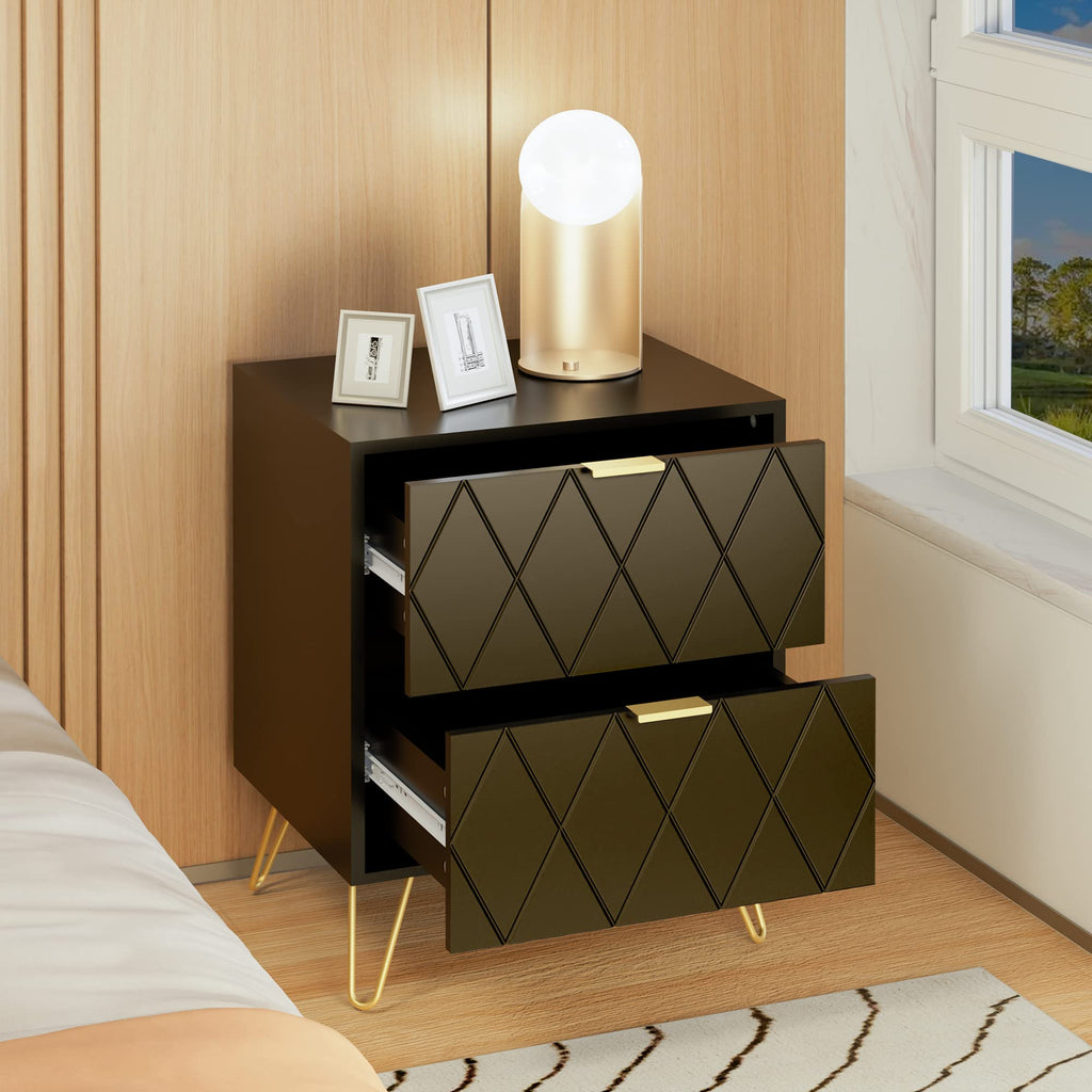 Black 6 Drawer Dresser and 2 Drawer Nightstand Set of 2 J60790