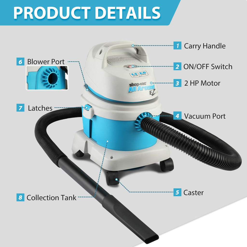 1.5 Gallon 2.0 Peak HP Wet/Dry Vacuum V645325