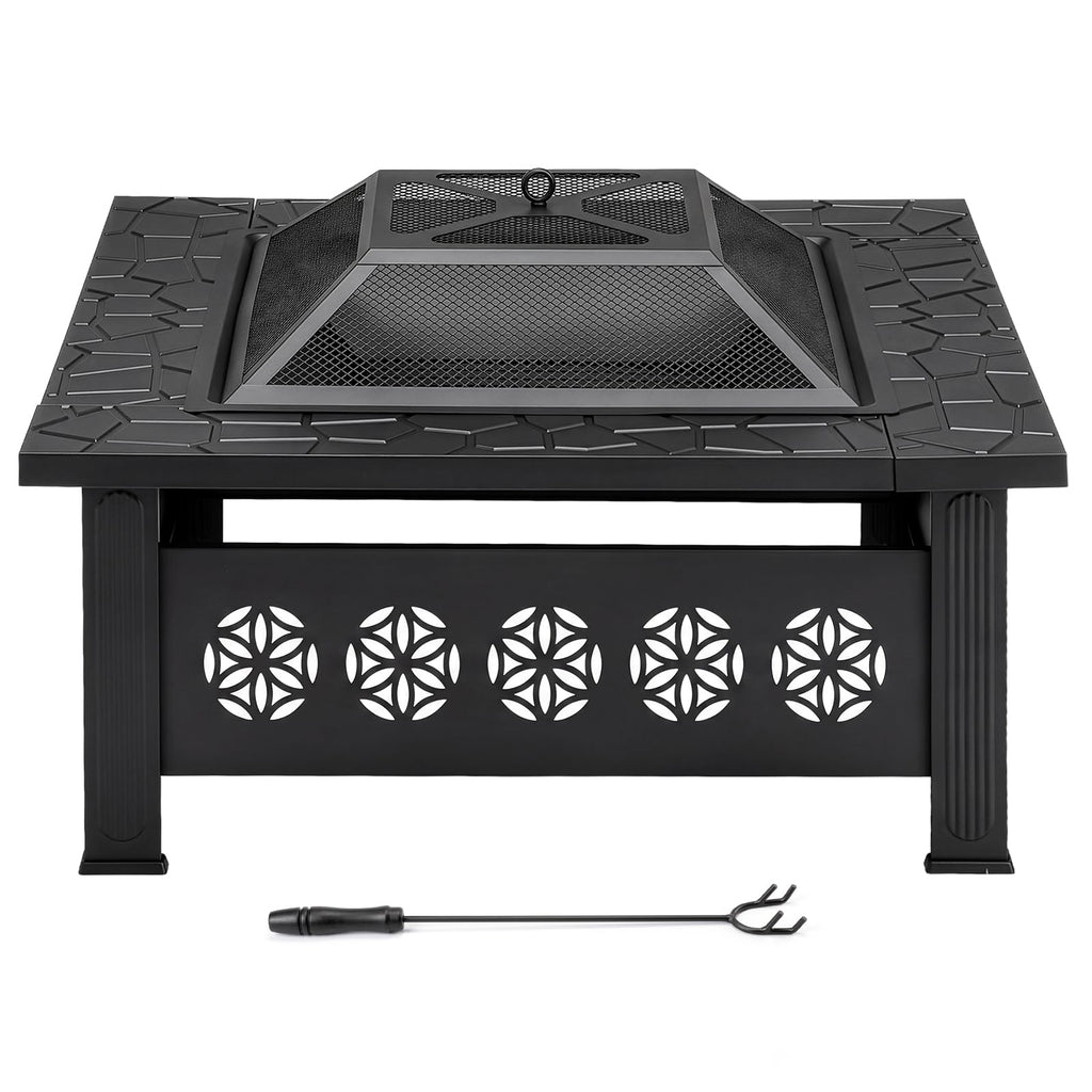 32 Inch Square Wood Burning Fire Pit Table J210
