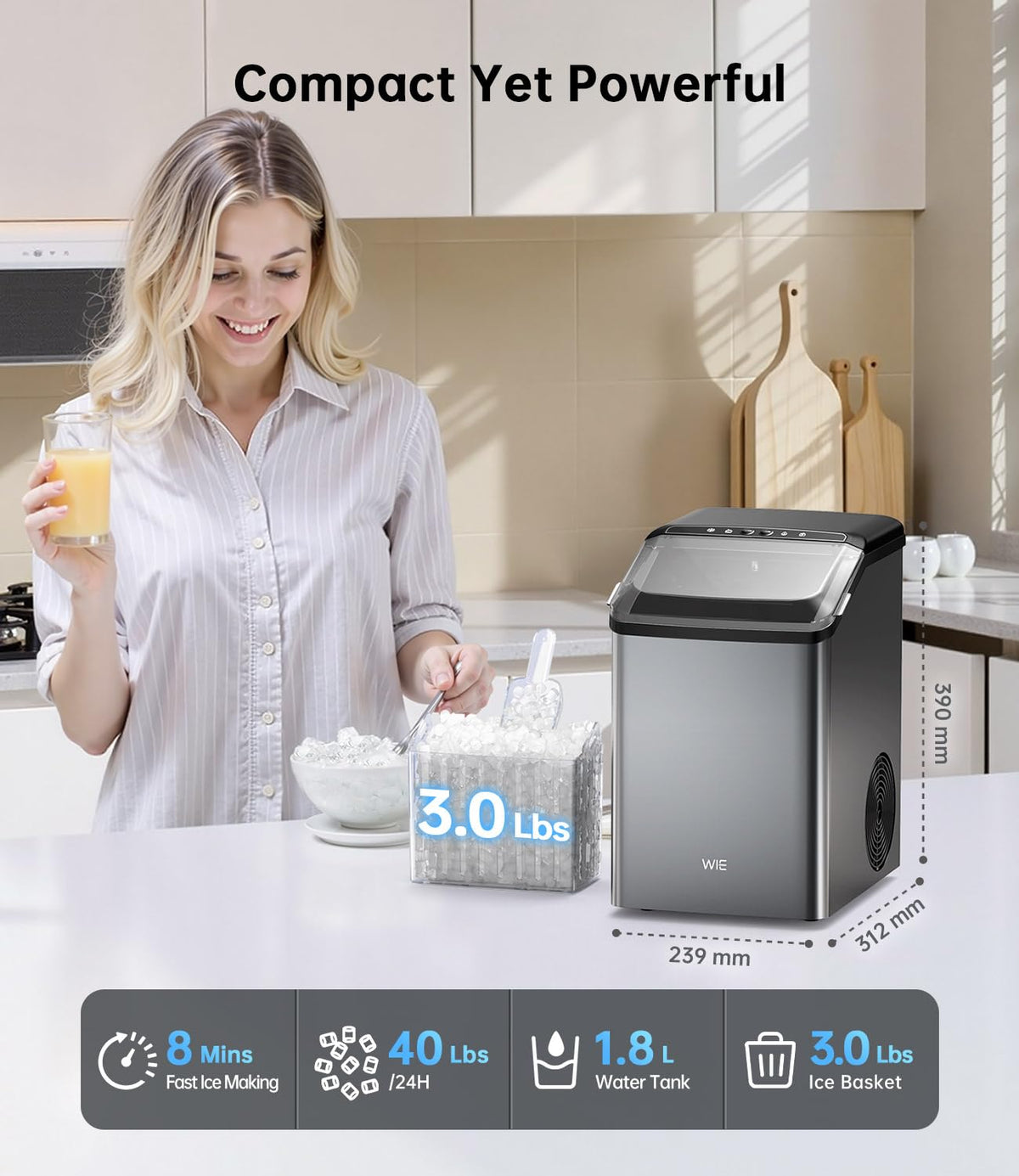 40LBS Nugget Countertop Ice Maker O162