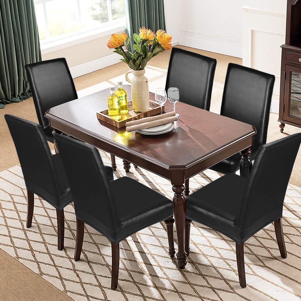 Black Pu Leather Chair Covers Set of 4 J148298