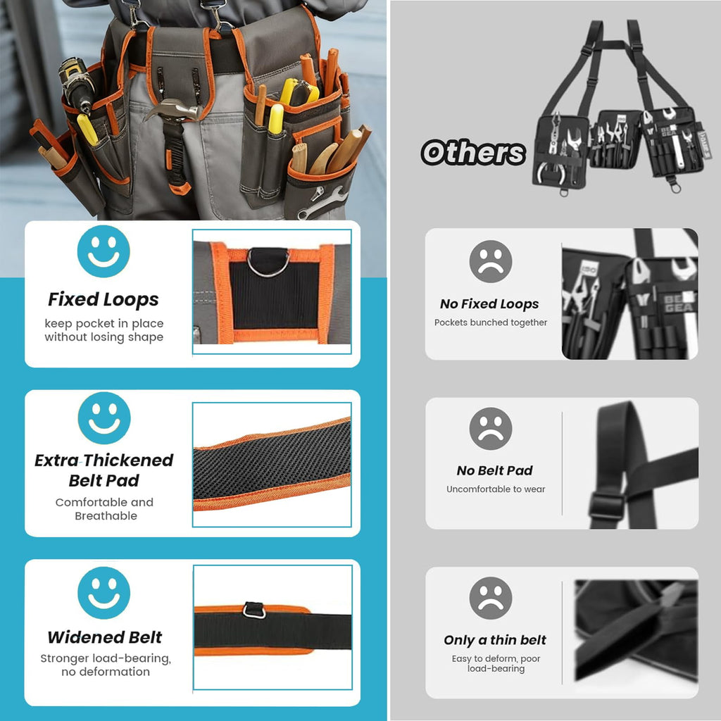 Heavy-Duty Adjustable Tool Belt with Magnetic Tool Kit W3146