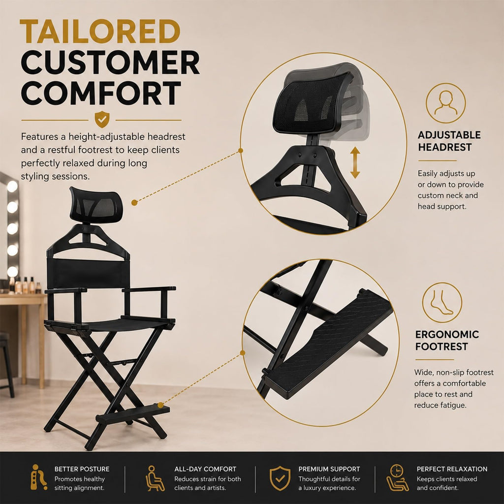 Foldable Makeup Chair with Footrest P5378