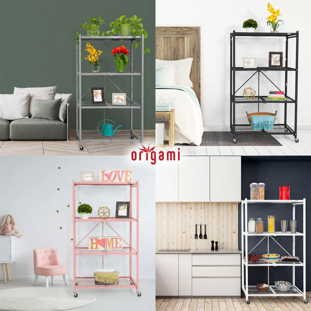 Foldable 4-Tier Heavy-Duty Steel Storage Rack T5330