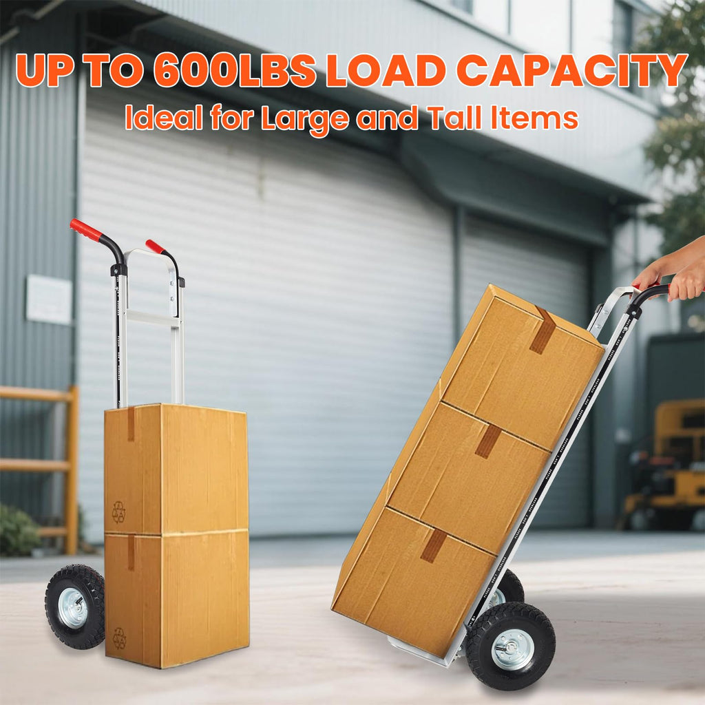 Aluminum Hand Truck Dolly Cart with 10" Pneumatic Tire, 600 LBS Capacity O73341