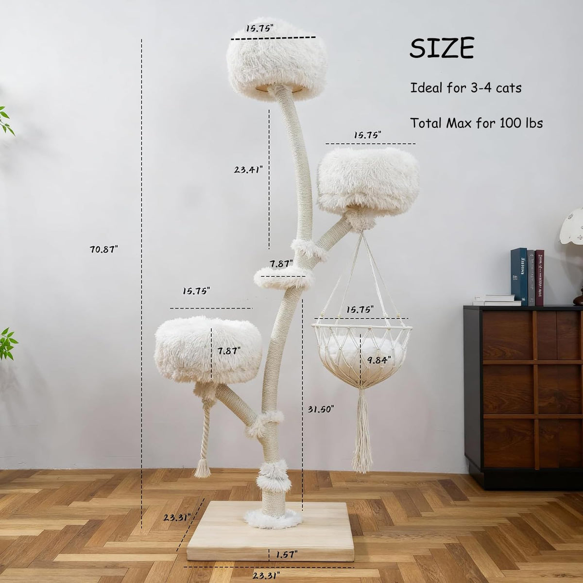 70" Multi-Level Cat Tree Tower with Plush Perches and Sisal Scratching Posts K1549