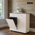 White 20 Gallon Tilt Out Trash Cabinet with Drawer C597