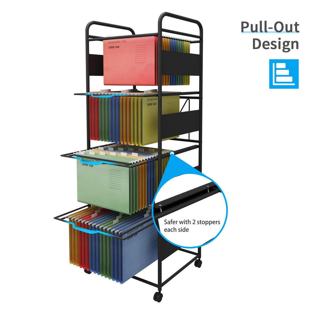 4-Tier Metal File Cart with Wheels X948