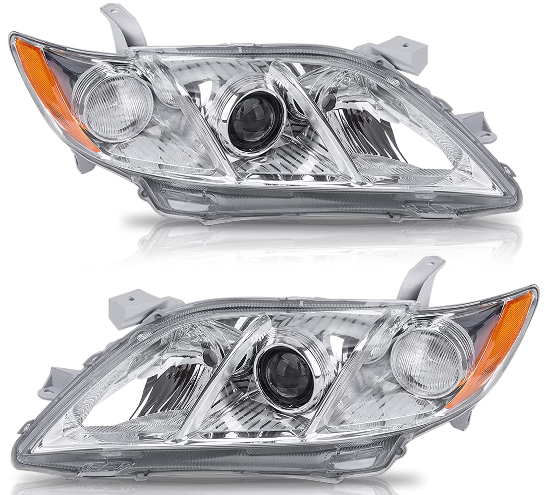 Chrome Housing Amber Reflector Clear Lens Headlights T385