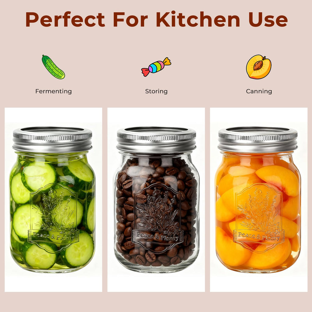 16oz 12 Pack Mason Jars with Airtight Lids A861080