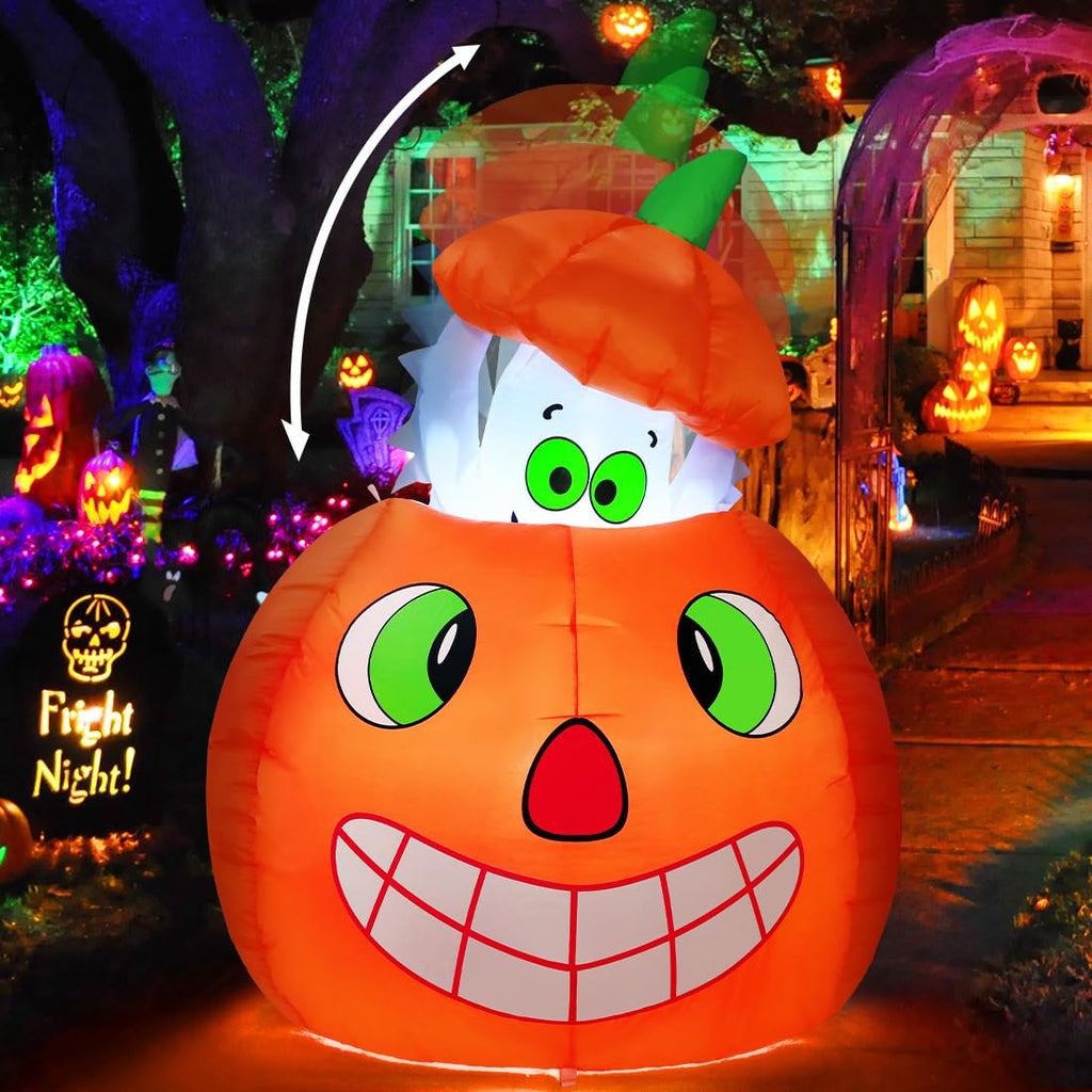 5 FT Animated Pumpkin Ghost Inflatable Outdoor Decoration L7852