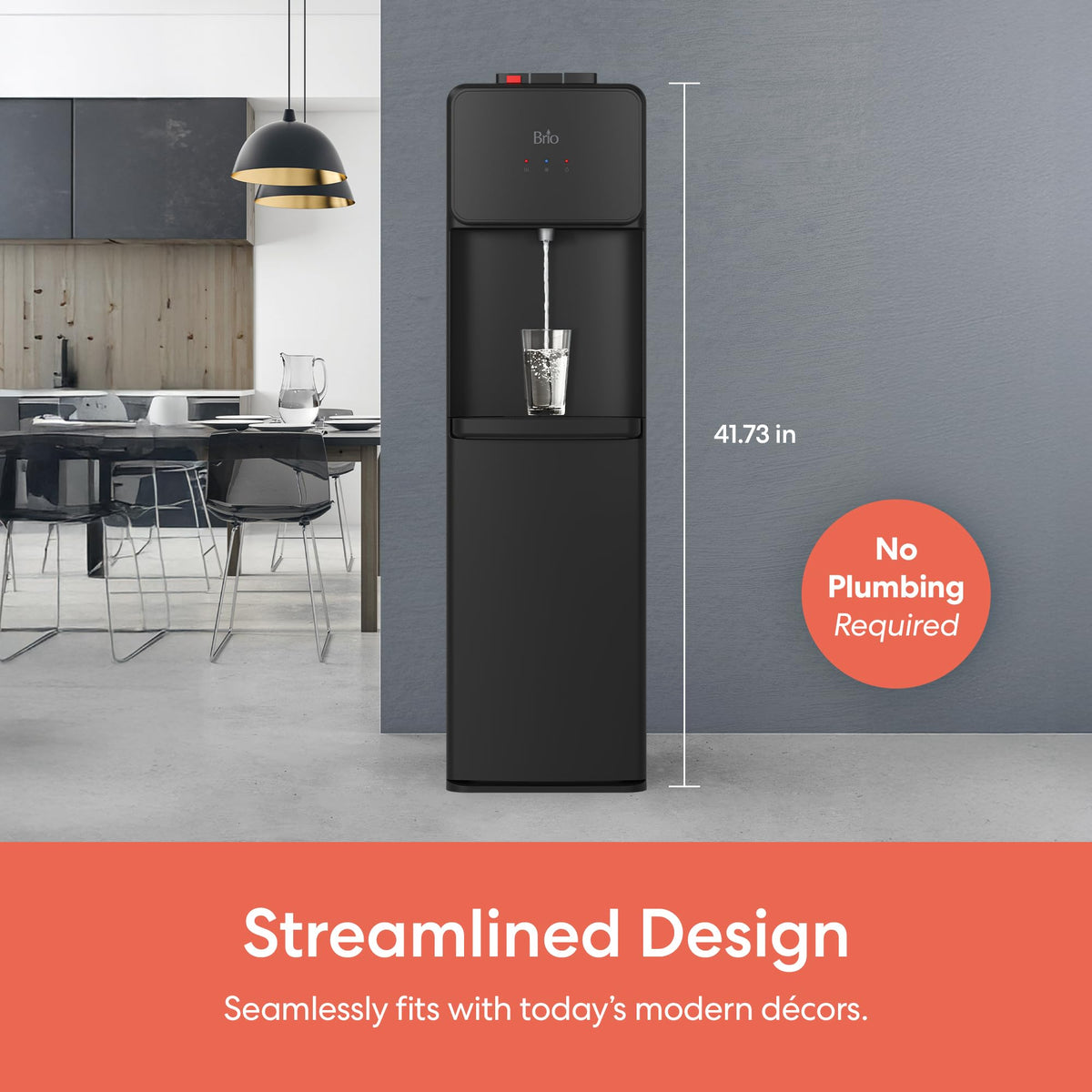 Bottom Load Water Cooler Dispenser, 5 Gallon, Black L86323