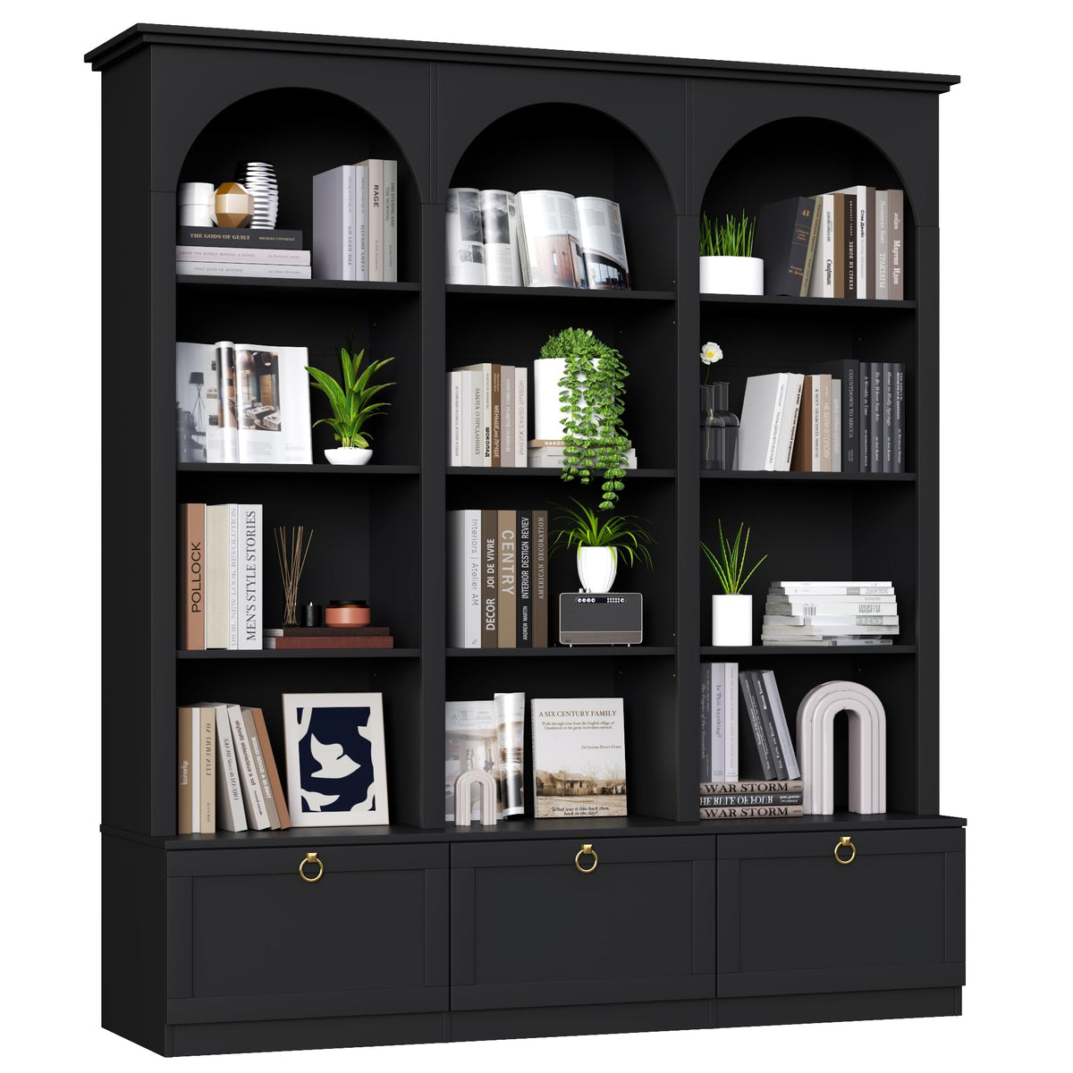 71" Tall 5-Tier Bookcase with Doors F133