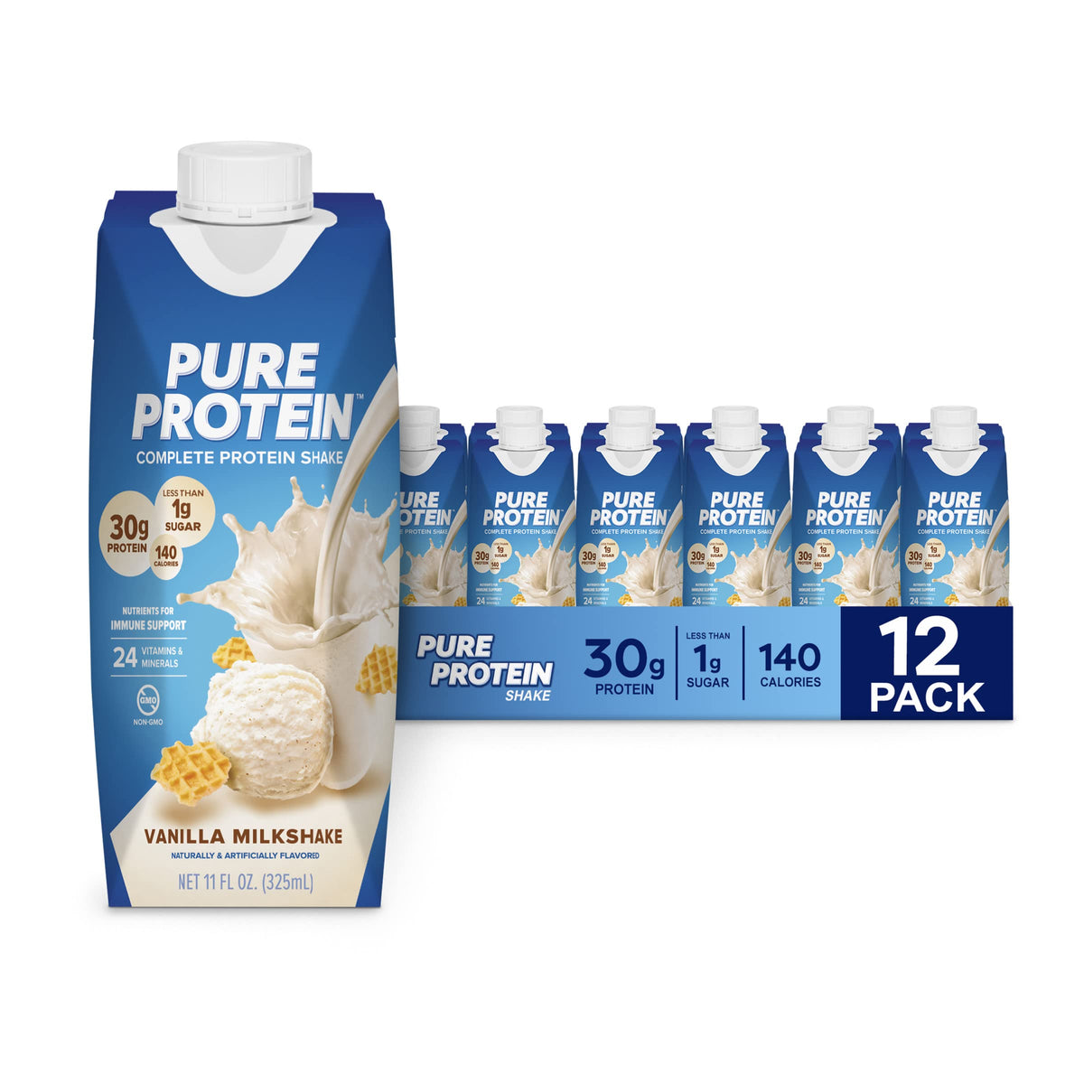 Vanilla Protein Shake, 30g Protein, Vitamins A, C, D, E, Zinc W776446