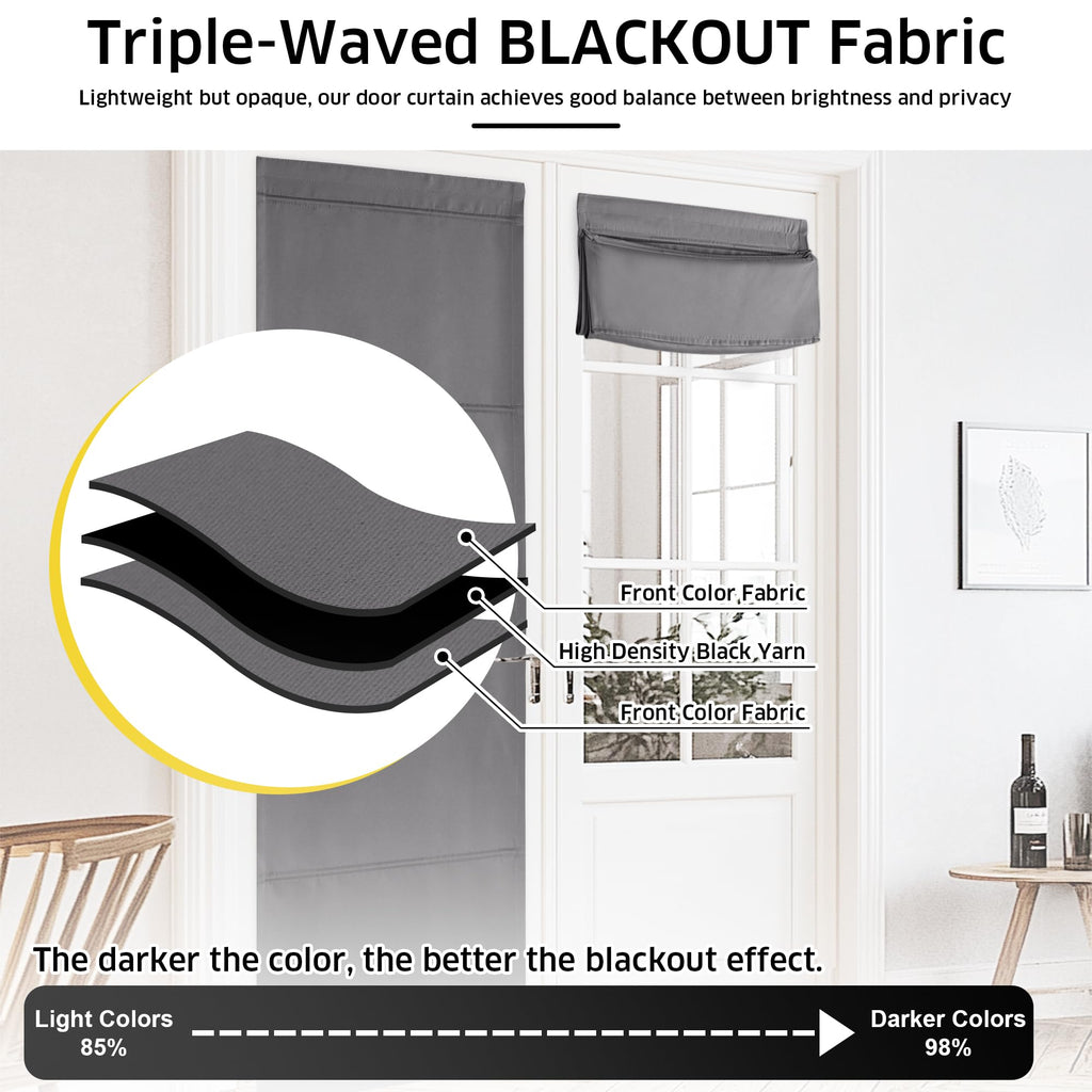 Magnetic Roman Shade Blackout Door Curtain E418