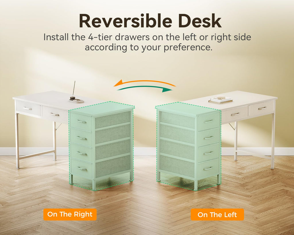 White Computer Desk with 6 Drawers I963394