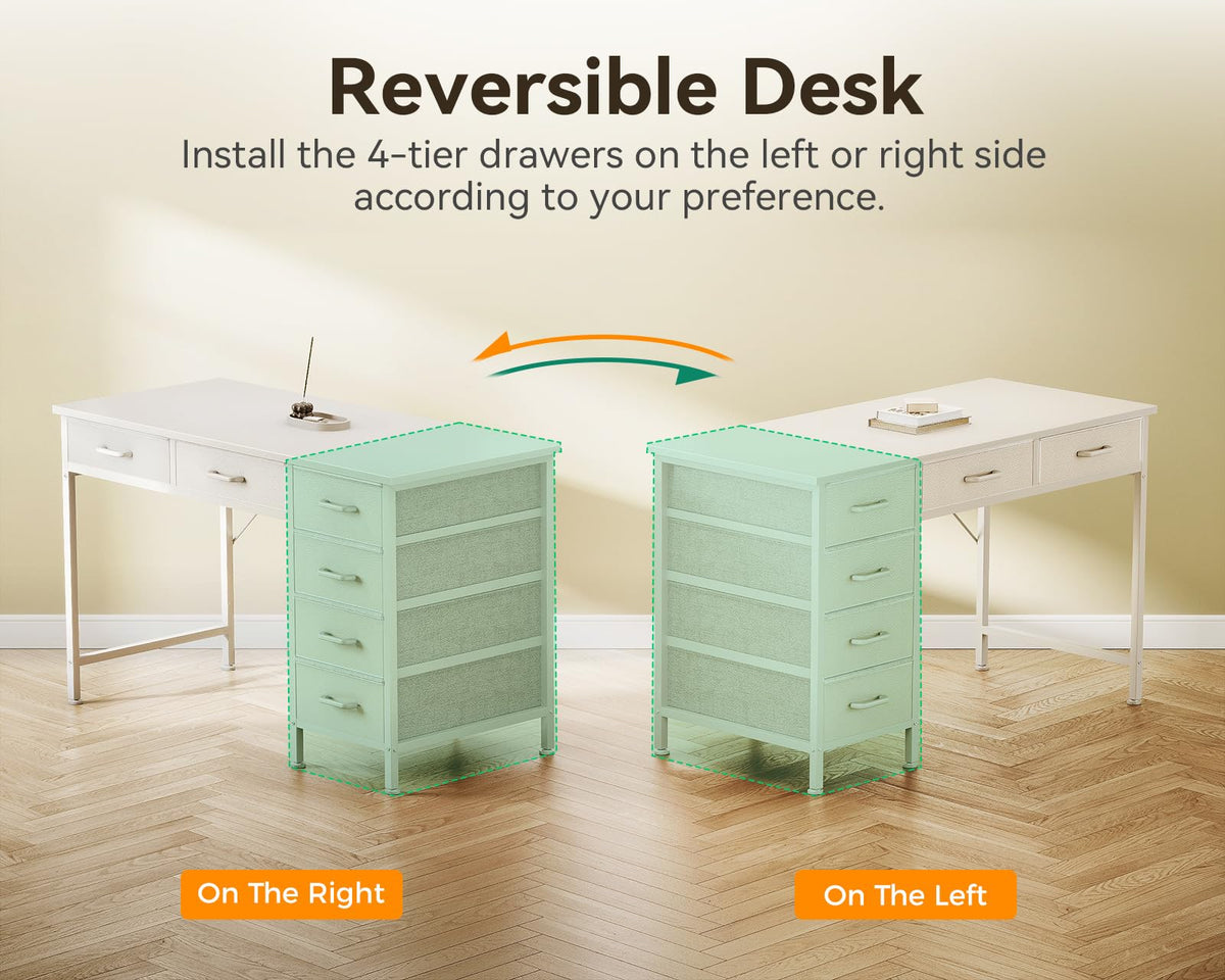 White Computer Desk with 6 Drawers I963394
