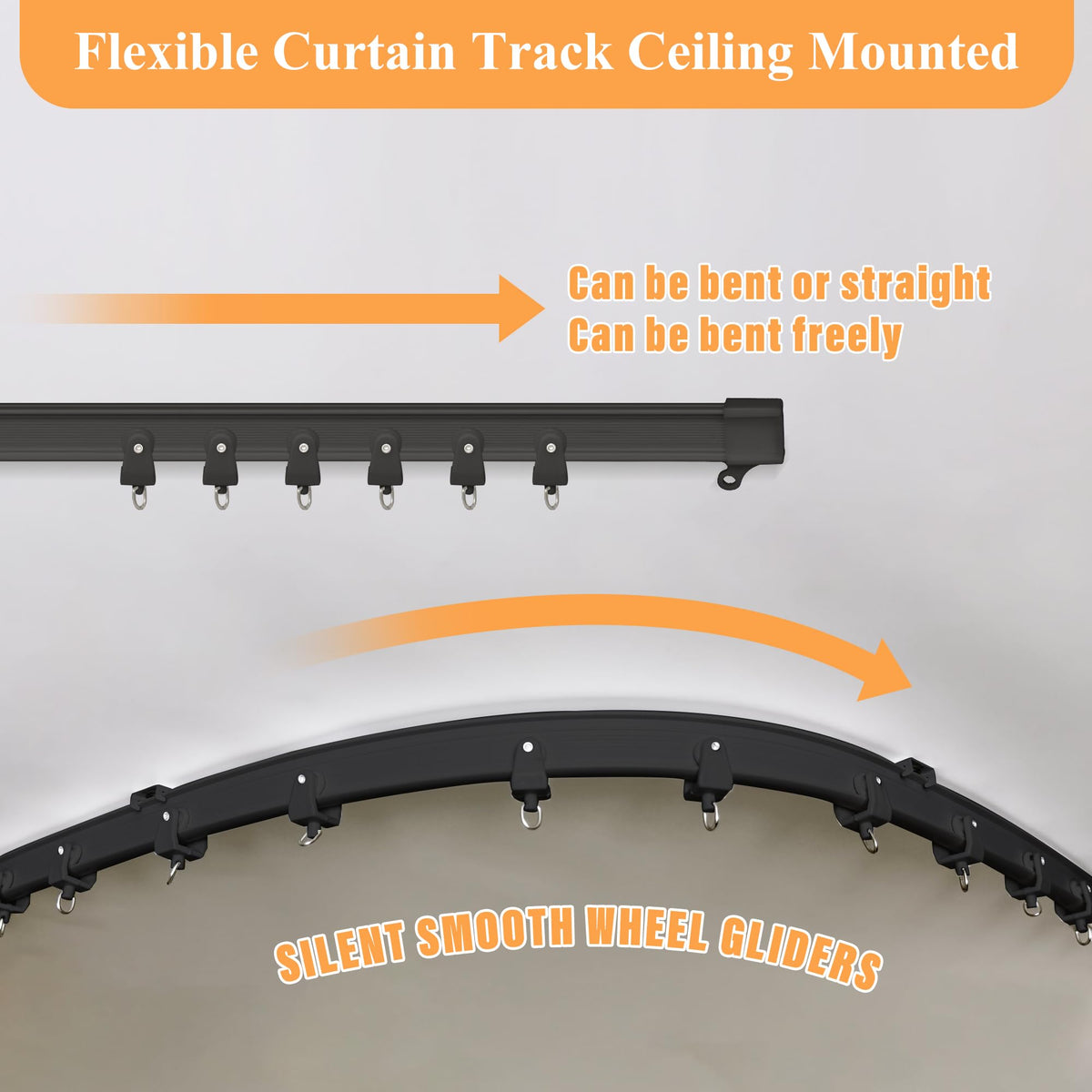 Blackout Room Divider Curtains with Ceiling Tracks Set H566