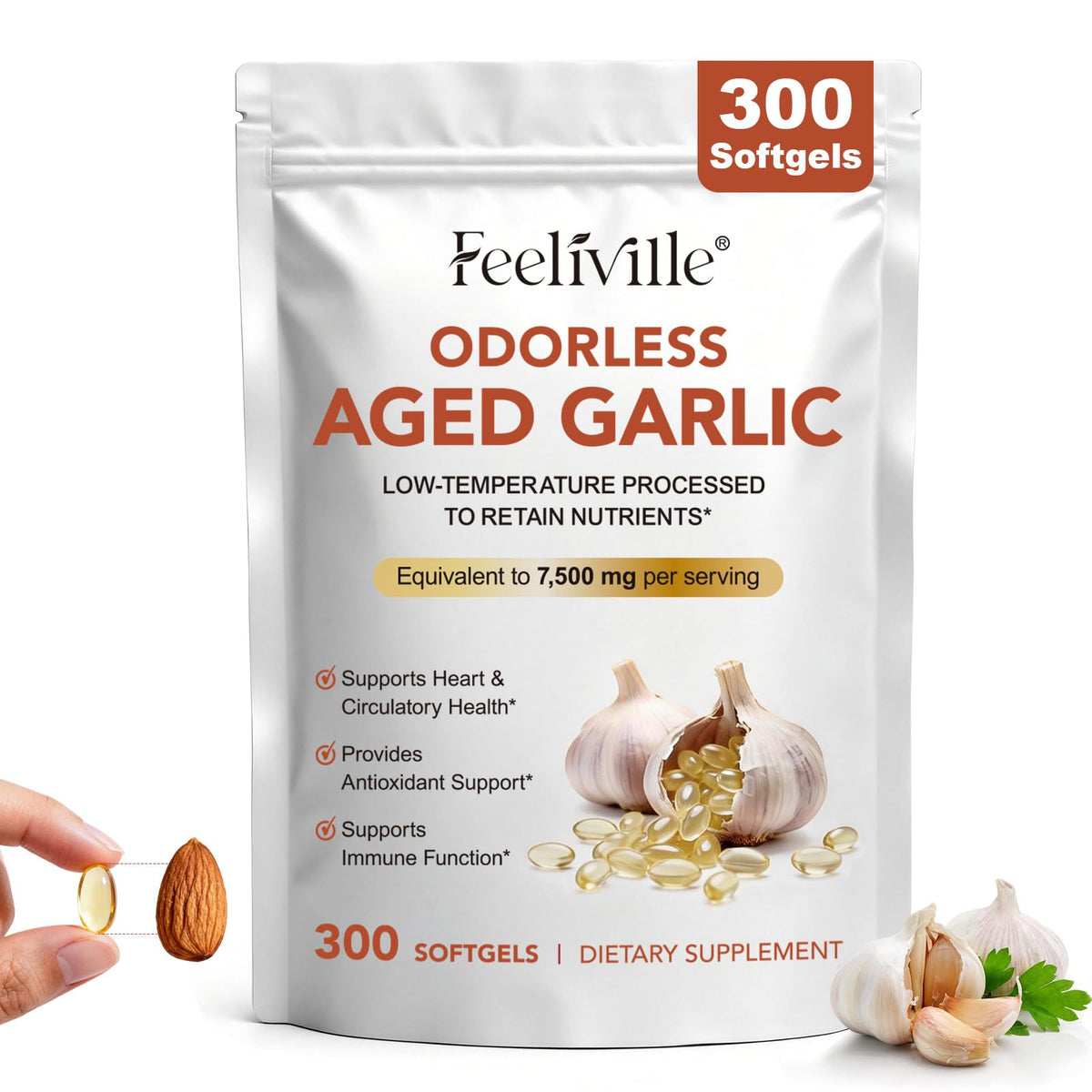 7500mg Odorless Garlic Capsules 300 Softgels X239