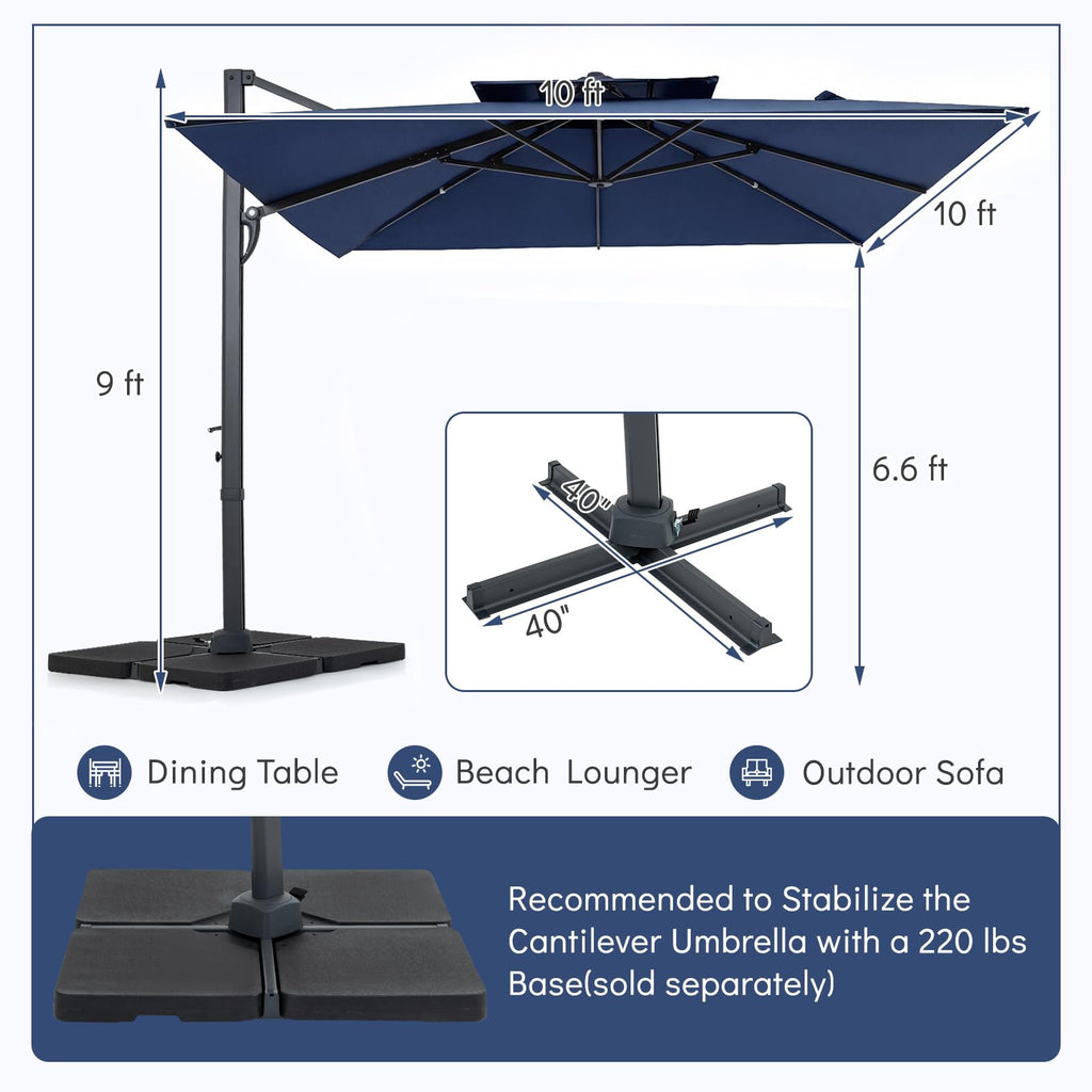10 FT Navy Blue Cantilever Patio Umbrella F38063