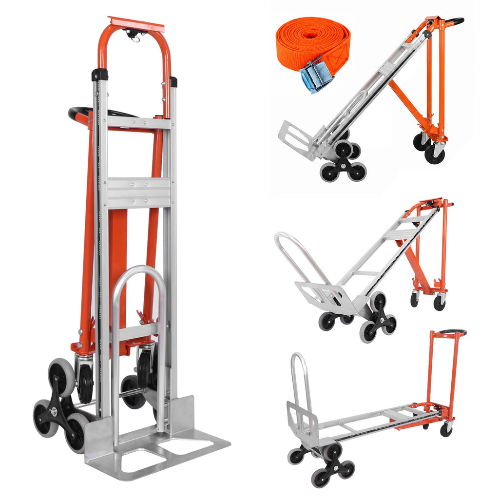 4-in-1 Convertible Stair Climbing Hand Truck, 1000LBS Heavy Duty Folding Aluminum Dolly Cart with Wheels & Handle T8989