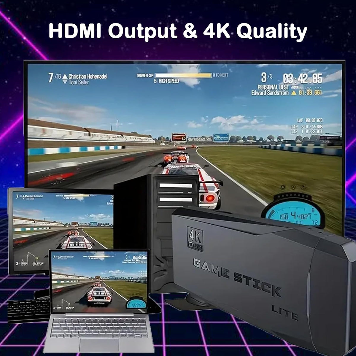 Retro Game Console Plug and Play 4K HDMI 15 Classic Emulators Dual 2.4G Wireless Controllers U113355