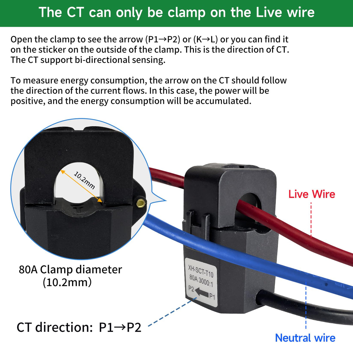WiFi Energy Monitor with 2 * 80A Clamps I91805