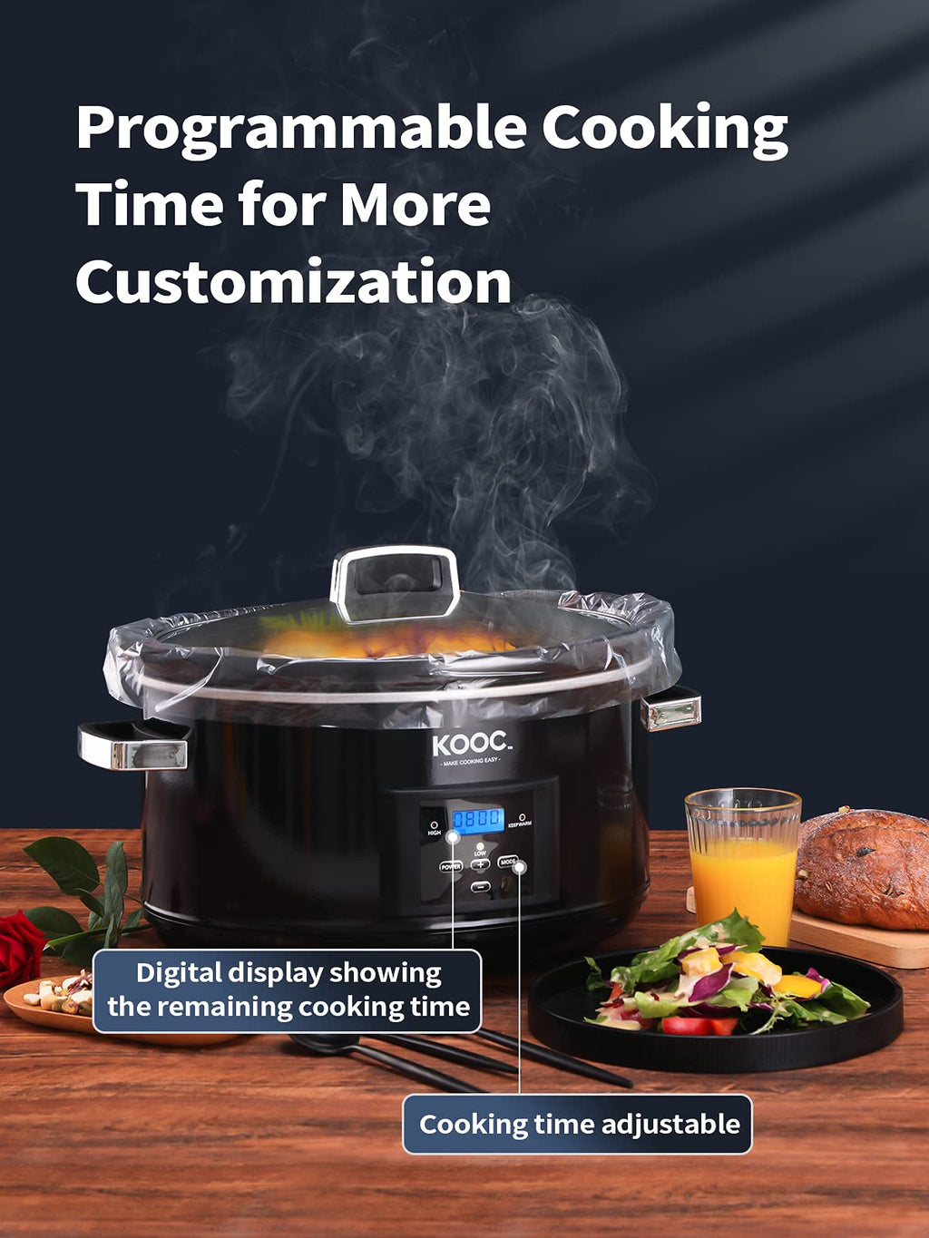 8.5-Quart Programmable Slow Cooker with Digital Countdown Timer, Black, Oval B8154