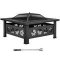 32 Inch Square Wood Burning Fire Pit Table J210
