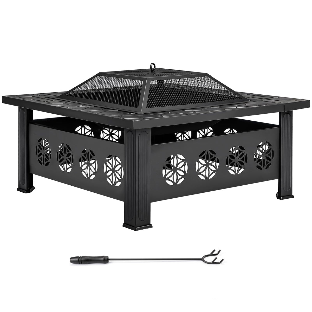 32 Inch Square Wood Burning Fire Pit Table J210