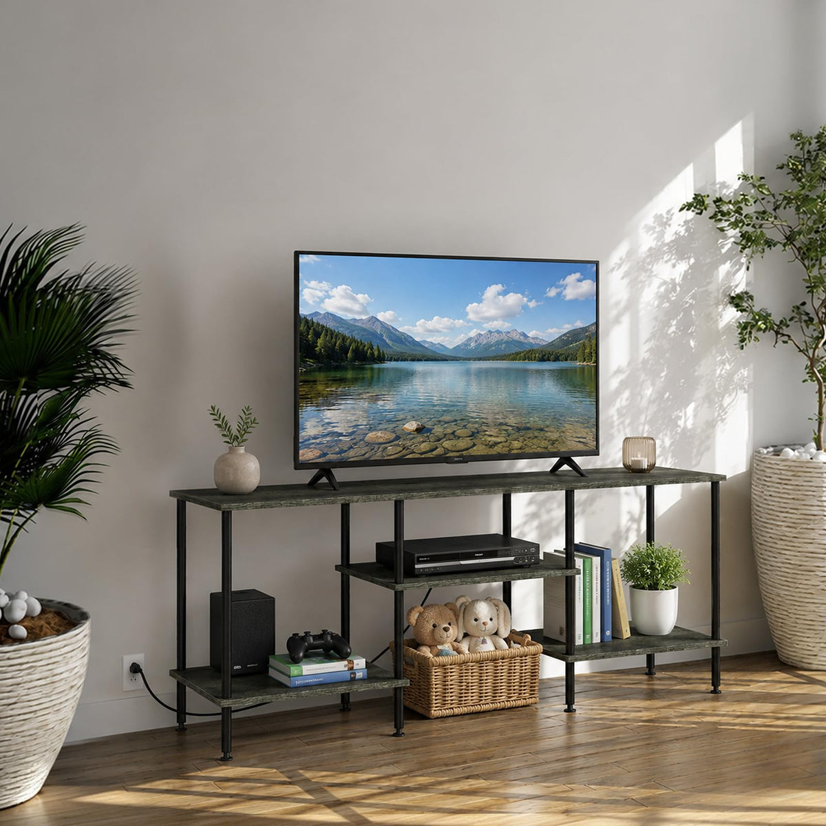 50 Inch Dark Grey TV Stand with Power Outlet N52625