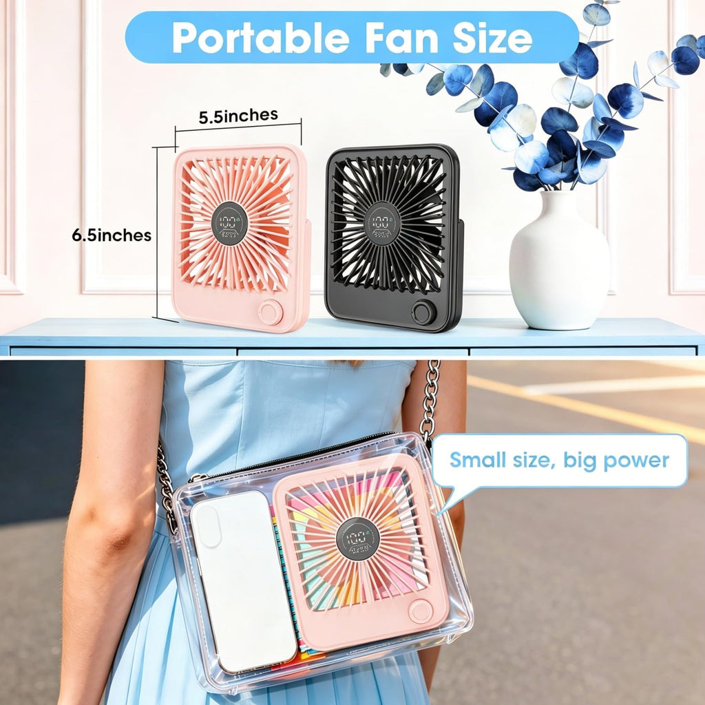 2 Pack Small Rechargeable Quiet Portable Desk Fan H40054
