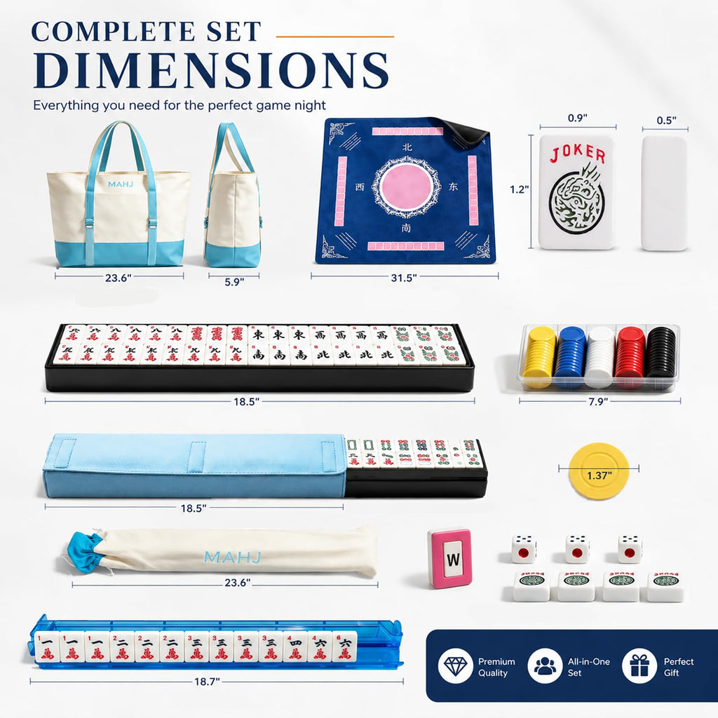 166 Deep Engraved Melamine Mahjong Set with Mat and 4 Racks C6247