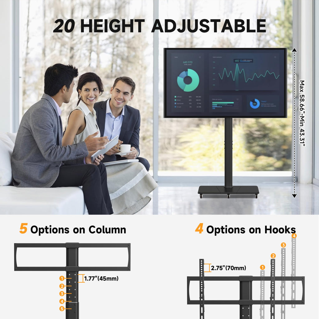 Tall Floor TV Stand for 32-75" TV with Wheels P734
