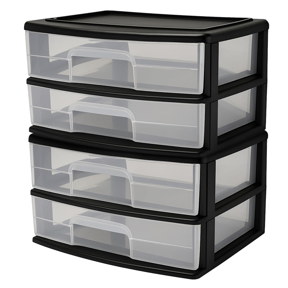 2-Tier Black Storage Drawer Tower, 2 Pack Y3467