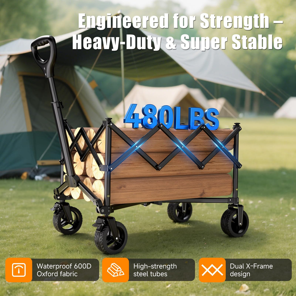 Collapsible Heavy Duty Wagon Cart with All-Terrain Wheels M87337