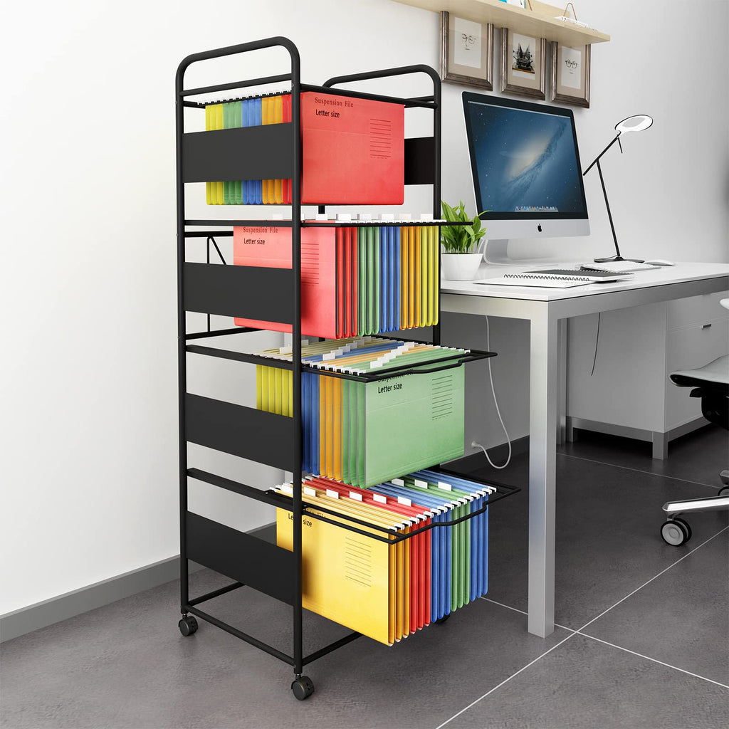 4-Tier Metal File Cart with Wheels X948