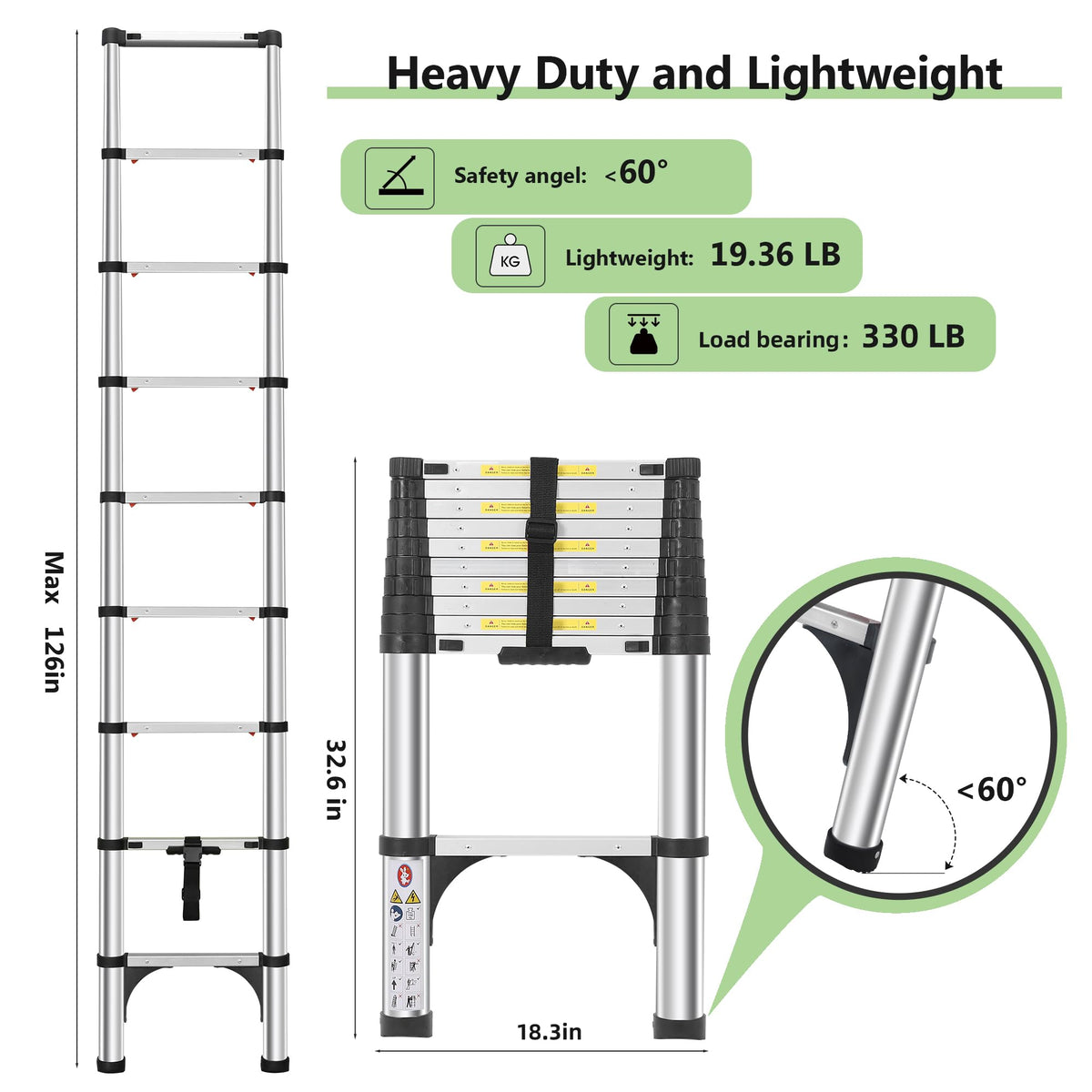 Telescoping Aluminum Ladder with Hooks A2718