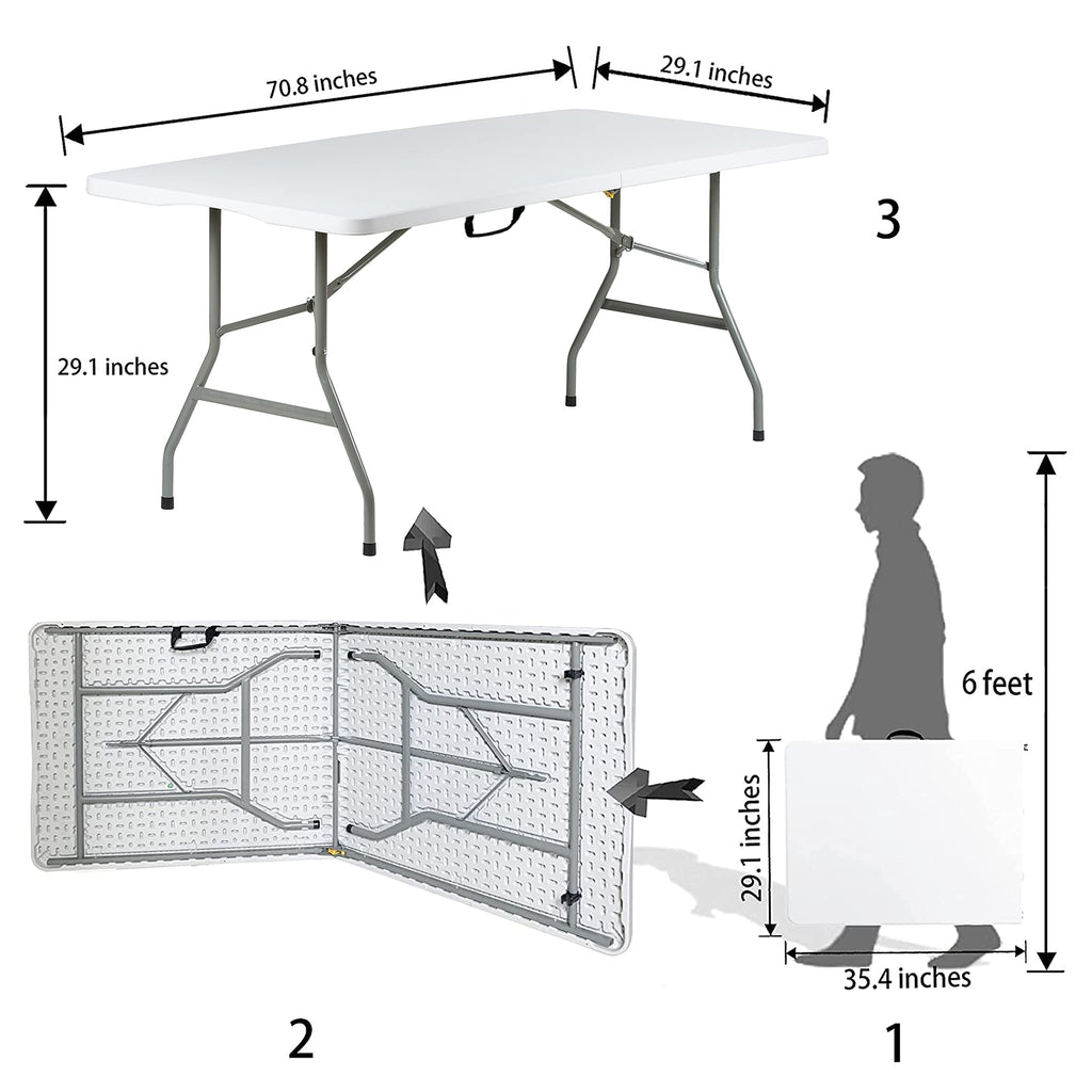 6ft Heavy Duty Foldable Plastic Folding Table I330