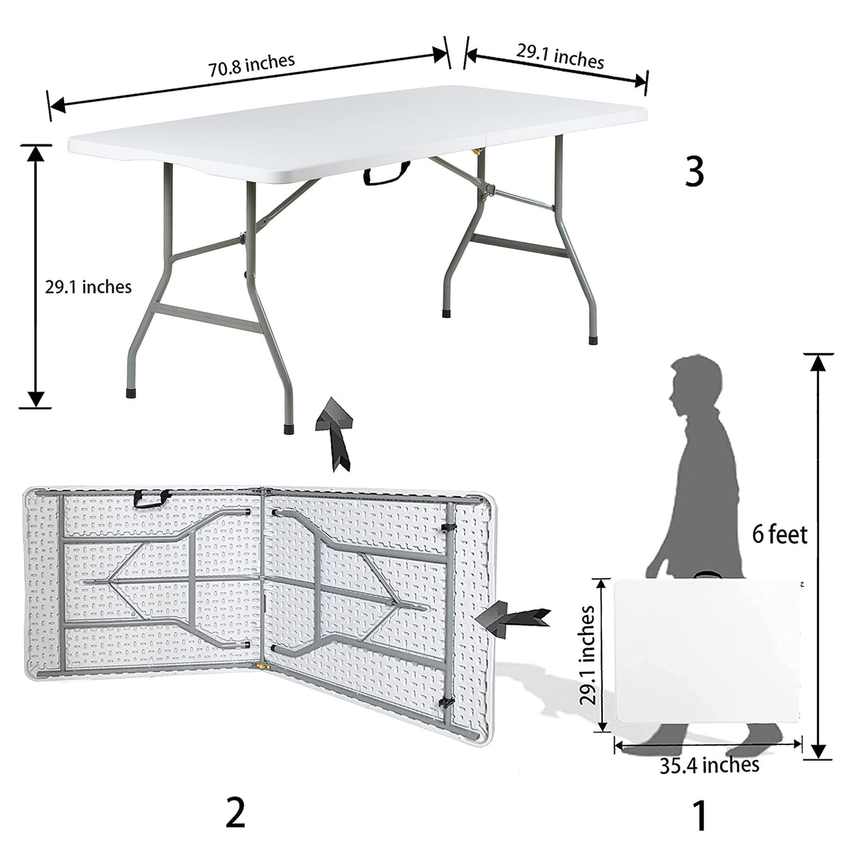 6ft Heavy Duty Foldable Plastic Folding Table I330