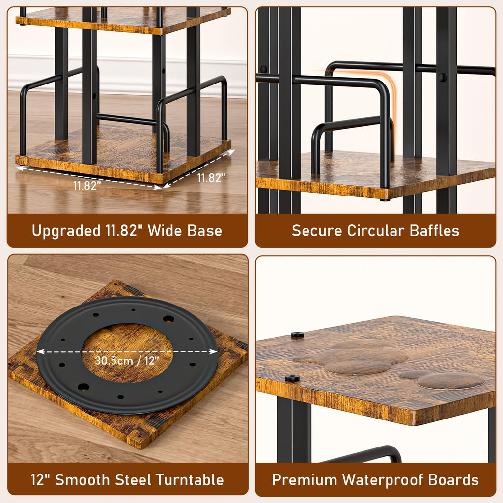 5-Tier Rotating Bookshelf with Metal Guardrails W30197