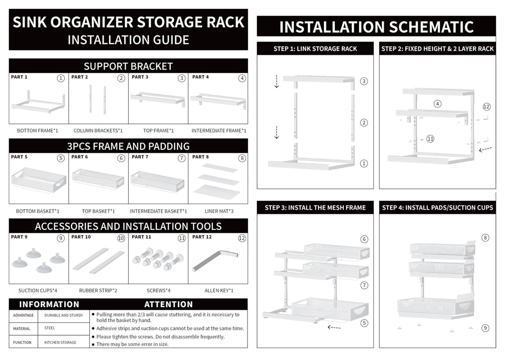 2-Pack 3-Tier Pull Out Under Sink Organizer Q18814