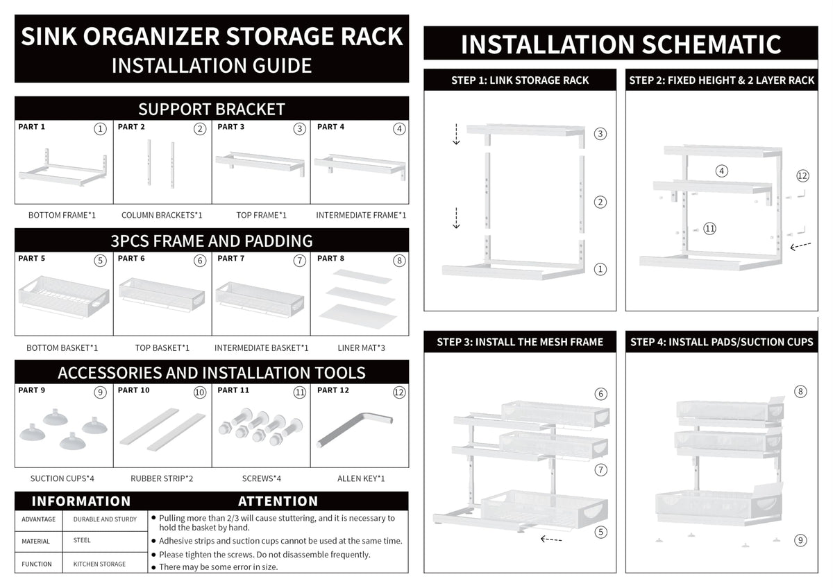 2-Pack 3-Tier Pull Out Under Sink Organizer Q18814