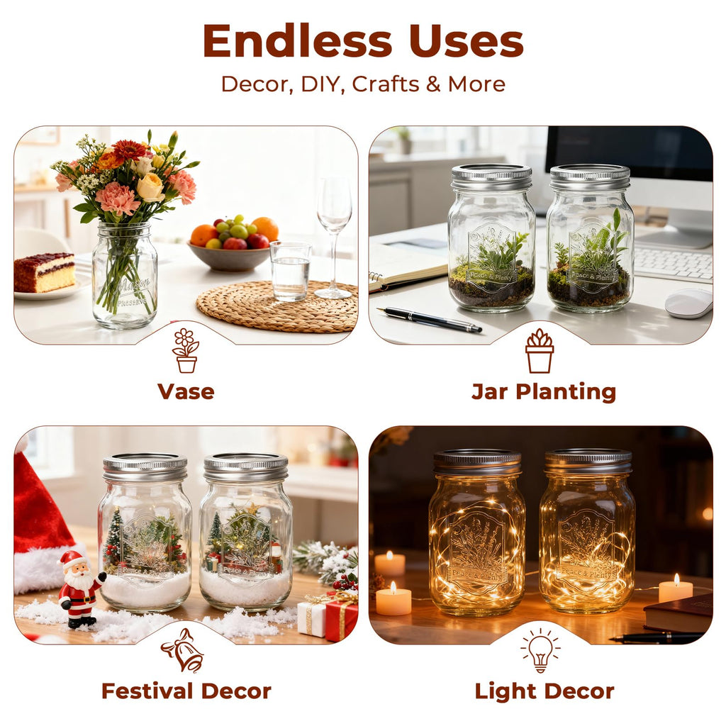 16oz 12 Pack Mason Jars with Airtight Lids A861080