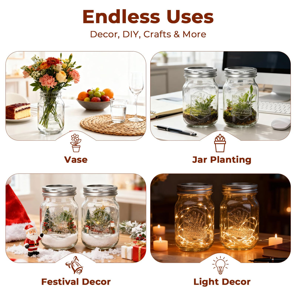16oz 12 Pack Mason Jars with Airtight Lids A861080