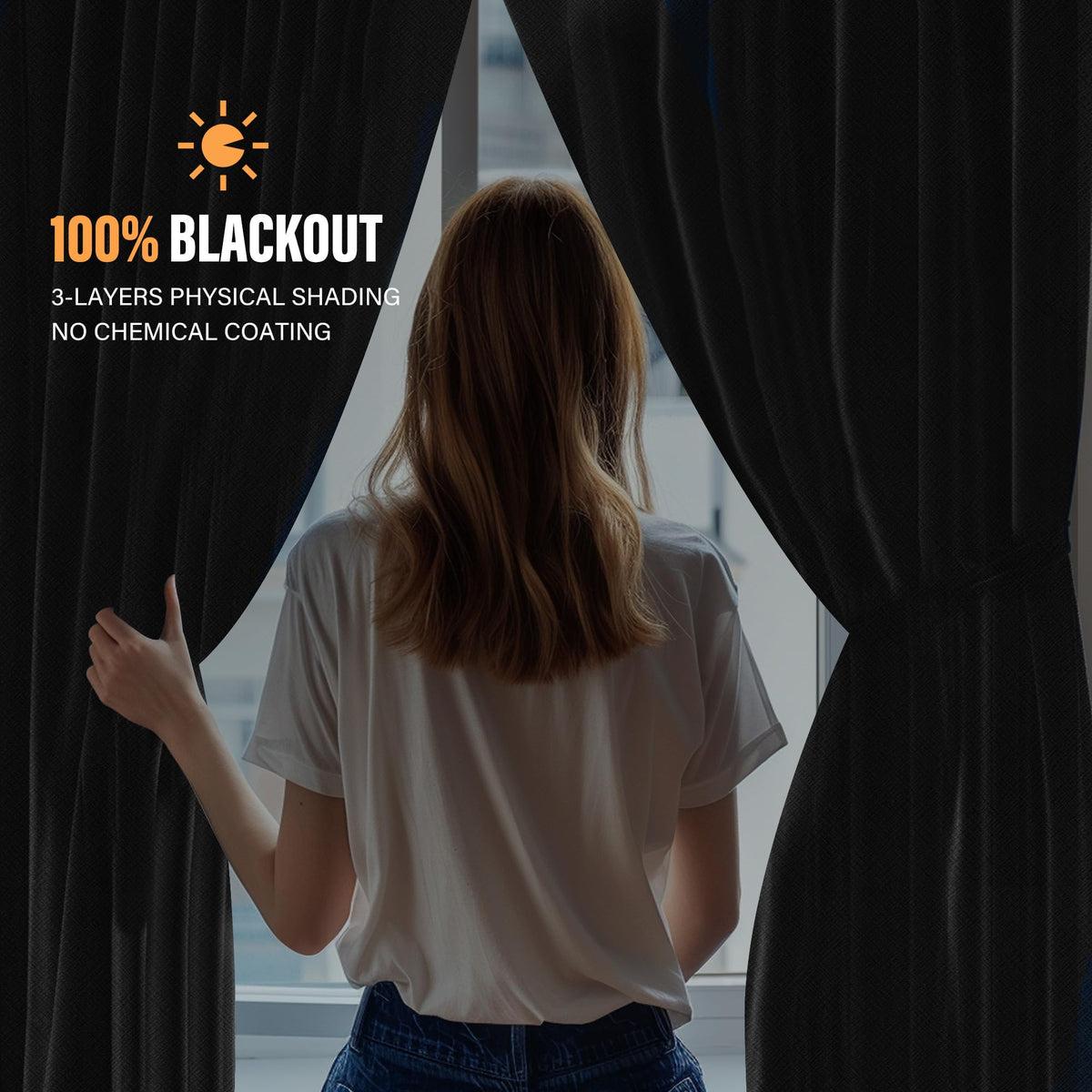 Blackout Room Divider Curtains with Ceiling Tracks Set H566