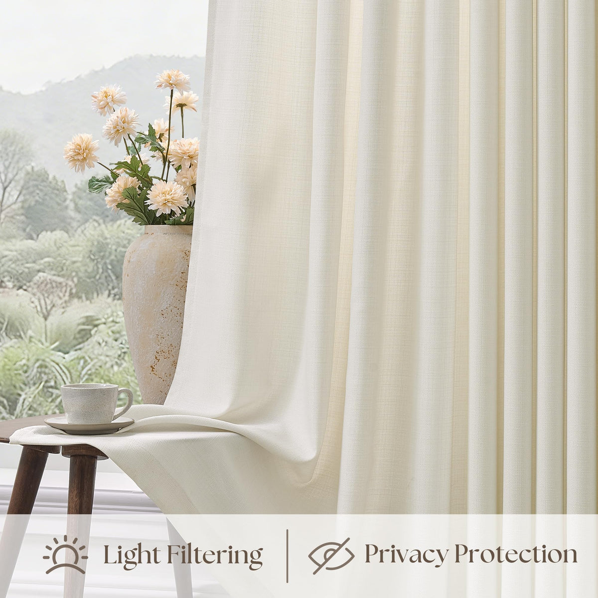 70 Inch Pinch Pleated Semi Sheer Curtains Q5660